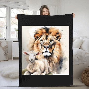 Discover Lion and Lamb Christian Apparel Fleece Blankets