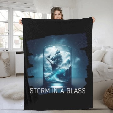 Discover A storm in a glass with a ship Fleece Blankets
