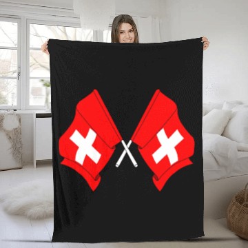 Discover Two flags of Switzerland crossed Fleece Blankets