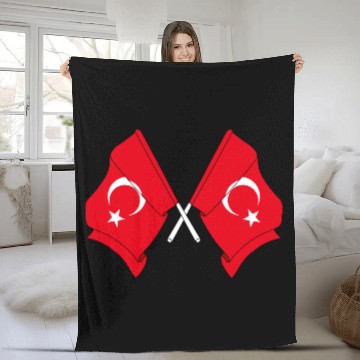 Discover Two flags of Turkey crossed, Fleece Blankets
