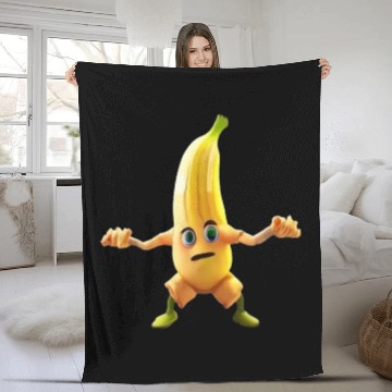 Discover Video game character with a banana Fleece Blankets