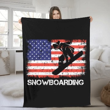 Discover America Snowboarding Stars and Stripes Snowboard Fleece Blankets