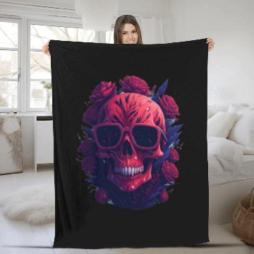 Discover red skull Fleece Blankets