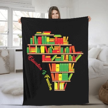 Discover Education Is Freedom Juneteenth Reading Book Lover Fleece Blankets