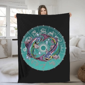 Discover Pisces Zodiac star sign horoscope Astrology Fleece Blankets