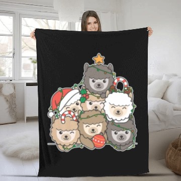 Discover Alpaca Christmas Tree Funny Animal Christmas Fleece Blankets