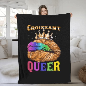 Discover Croissant Queer French Pastry Funny LGBTQ Fleece Blankets