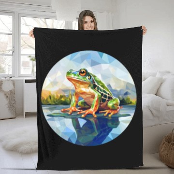 Discover Polygonal frog in the rpound Fleece Blankets