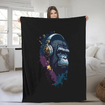 Discover monkey sound Fleece Blankets