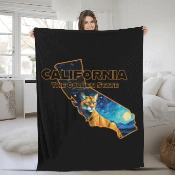 Discover California Wildlife - mountain lion Fleece Blankets