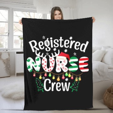 Discover Registered Nurse Crew Christmas day funny Register Fleece Blankets