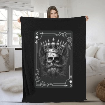 Discover Creepy Card Game King Spades Poker Nightmare Fleece Blankets
