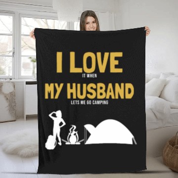 Discover I love my Husband Camping Campgrounds Glamping Fleece Blankets