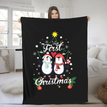 Discover Penguins First Christmas Newborn Fleece Blankets