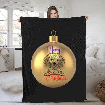 Discover Merry Dog Christmas on a gold ornament. Fleece Blankets