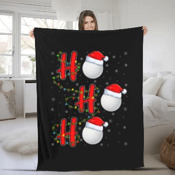 Discover Golf Lighting Xmas Santa Ho Ho Ho Golf Christmas Fleece Blankets