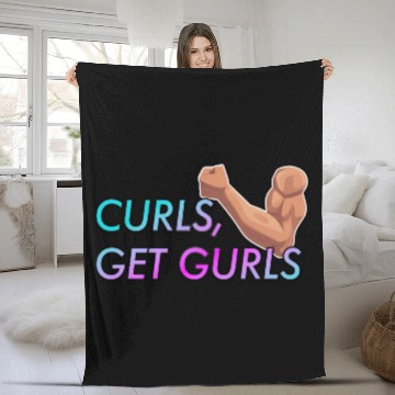 Discover CURLS GET GURLS GYM MUSCLE Fleece Blankets