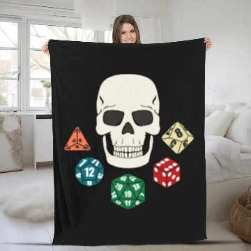 Discover TABLETOP GAMER DICE SKULL PIRATE JOLLY ROGER Fleece Blankets
