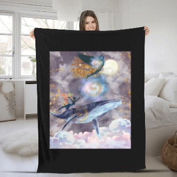Discover Whale's Celestial Journey Fleece Blankets