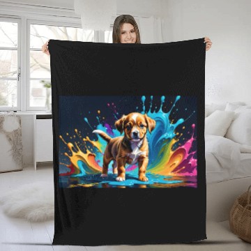 Discover Cute Puppy Made of Liquid Colours Fleece Blankets