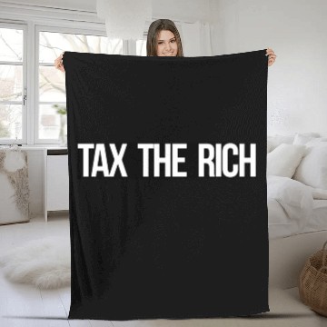 Discover Tax The Rich white on black Fleece Blankets