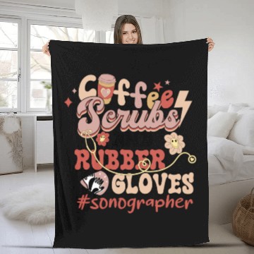 Discover Coffee Scrubs and Rubber Gloves Sonographer Fleece Blankets