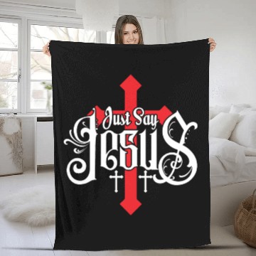 Discover Just Say Jesus Love Jesus Christian Christmas Fleece Blankets