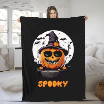 Discover Spooky Cool Halloween Pumpkin Funny Fleece Blankets