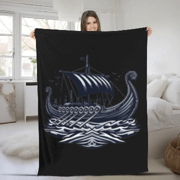 Discover Viking Raiders: Norse Seafaring Art Fleece Blankets