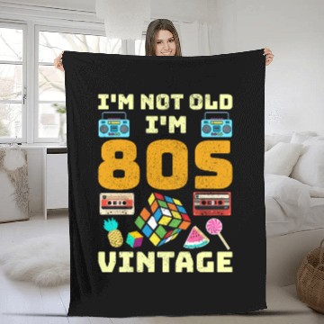 Discover 80s Vintage Vibes - Retro Design with Neon Colors Fleece Blankets