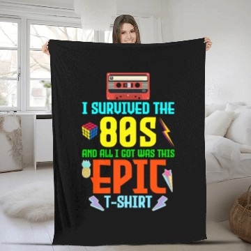 Discover Retro Nostalgia Collage I Survived the '80s' Epic Fleece Blankets
