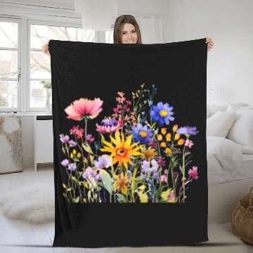 Discover Wildflower Blooming Floral Fleece Blankets