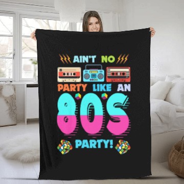 Discover 80s Party Vibes - Retro Design with Cassette Tapes Fleece Blankets