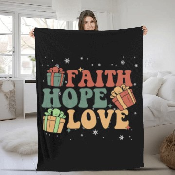 Discover Faith Hope Love Religious Family Christmas Fleece Blankets