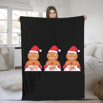 Discover Gingerbread Man Faith Hope Love Religious Fleece Blankets