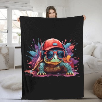 Discover turtle animal art I cool cute turtle Fleece Blankets