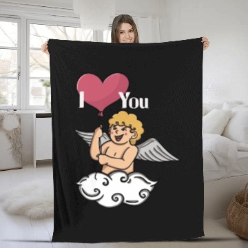 Discover Cupid And Love Balloon Fleece Blankets