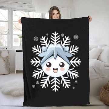 Discover Cute Funny Snowflake Snow Winter Kawaii Gift Fleece Blankets