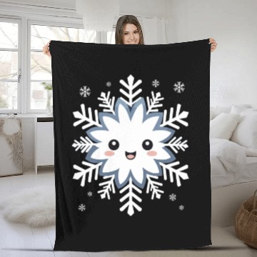 Discover Cute Funny Snowflake Snow Winter Kawaii Gift Fleece Blankets
