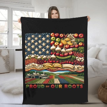 Discover Roots of Pride: Eco-Friendly Harvest Flag Design Fleece Blankets