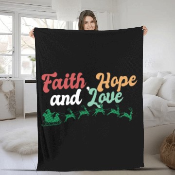 Discover Faith Hope Love Religious Family Christmas Fleece Blankets