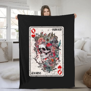 Discover Queen of Hearts Card Game Horror Heart Queen Fleece Blankets