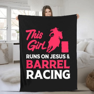 Discover This Girl Runs On Jesus And Barrel Racing Fleece Blankets