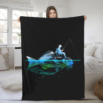 Discover Fisher On Fish I Fly Fishing Angler Gift for Fleece Blankets