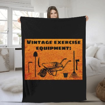 Discover Vintage Exercise Equipment (Orange) - Garden Humor Fleece Blankets