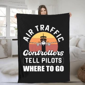 Discover Airplane Airfield Aviation Air Traffic Controller Fleece Blankets