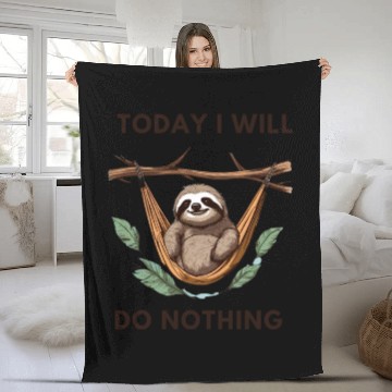 Discover Sleeping Cute Sloth in Hammock Funny Fleece Blankets
