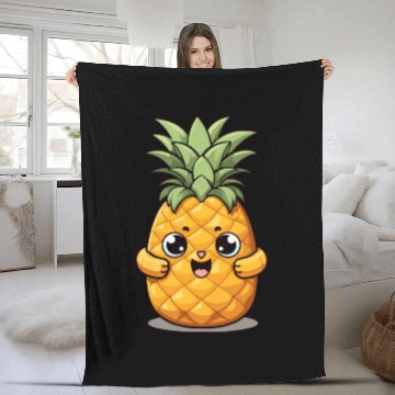 Discover Cute Funny Pineapple Summer Kawaii Gift Fleece Blankets