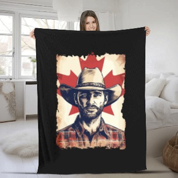 Discover Canada Cowboy With Canadian Flag Horses Lover Fleece Blankets