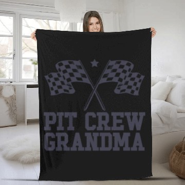 Discover Pit Crew Grandma Racing Enthusiast Racer Birthday Fleece Blankets